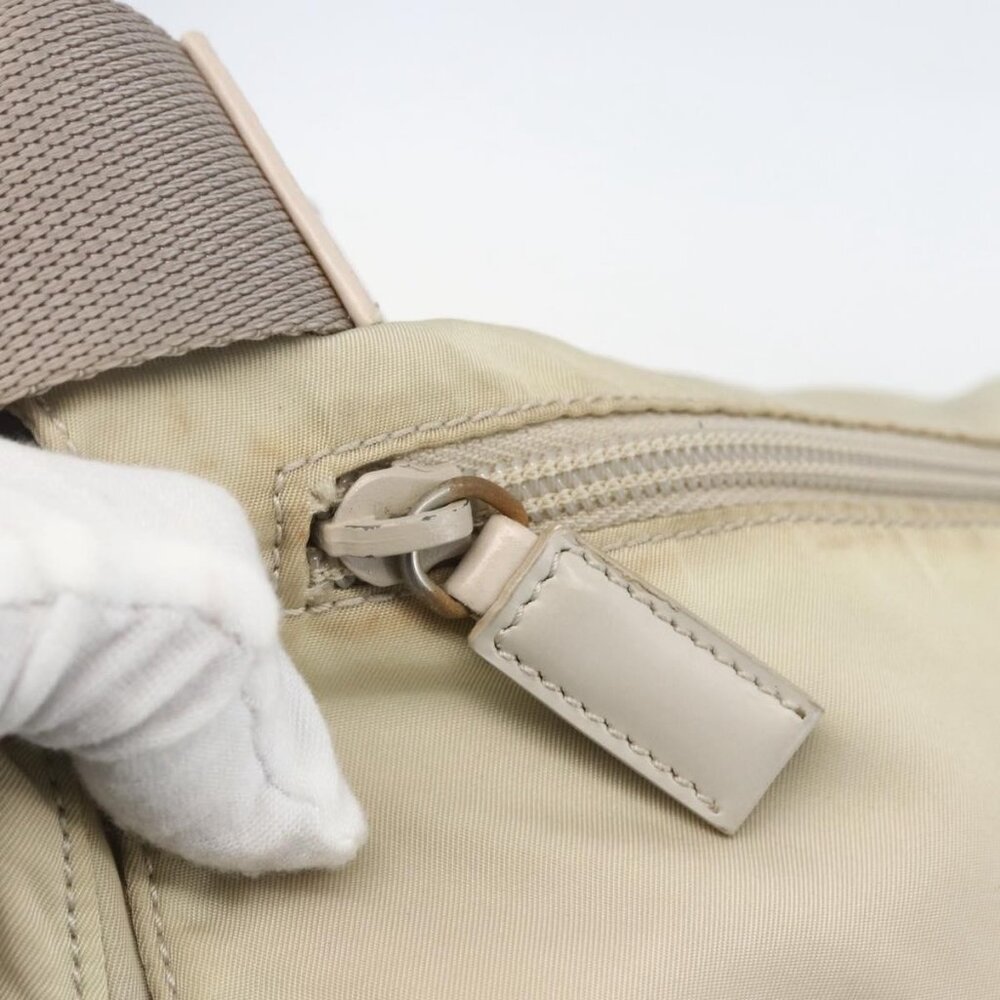 Authentic PRADA Shoulder Bag Nylon Beige Silver - Picture 8 of 16